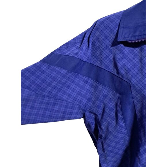 Vintage Giacca Windbreaker Purple Checkered Jacket Womens M Polyester Nylon 80s - Picture 10 of 13